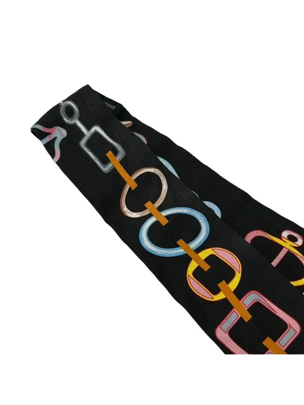 Hermes Scarf Twill Black Multi Ribbon Re Boucles